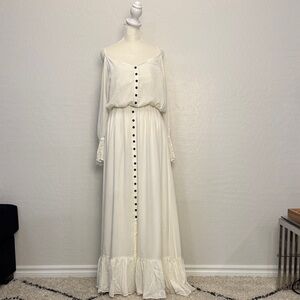 Chic Off-White Button-Front Maxi Dress